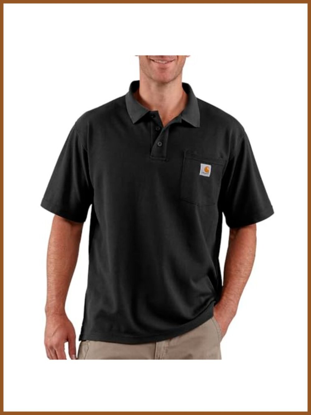 Men's Loose Fit Polo Shirt with Contractor's Work Pocket